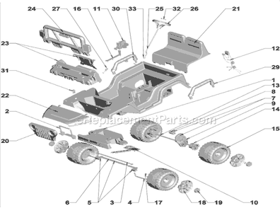 Part Location Diagram of N1476-4239 Power Wheels Steering Column